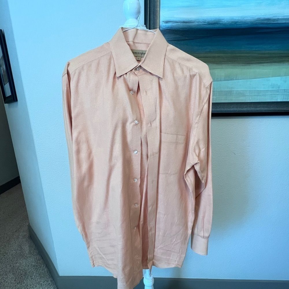 M14- Men’s orange casual dress shirt, size L